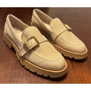 NWOB Dolce‎ Vita Ericka Raffia Buckle Loafers Women's 9.5 Natural Slip-On